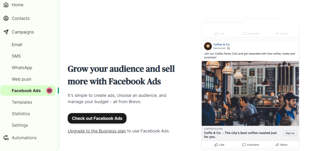 Brevo facebook ads feature